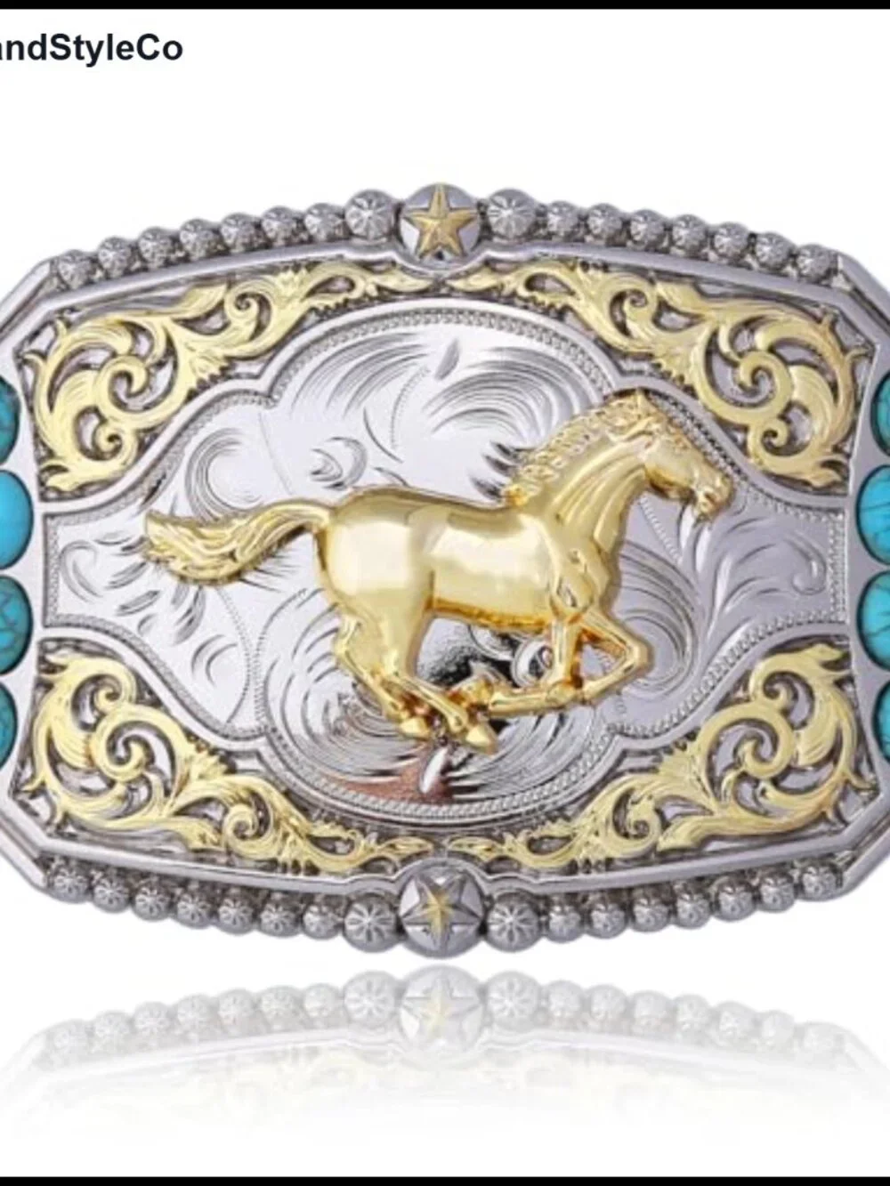 Vintage Western Cowboy Belt Buckle Running Horse Design Zinc Alloy